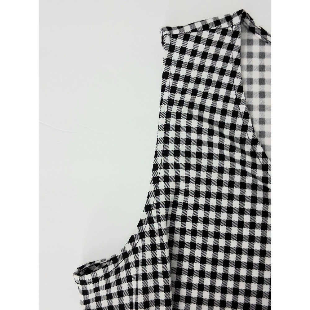 Susan Graver Tank Top Women's Size Medium Black White Gingham Liquid Knit V-Neck - Picture 3 of 9